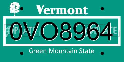 0VO8964 Vermont License Plate