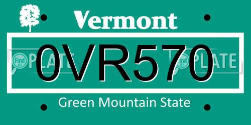 0VR570 Vermont License Plate