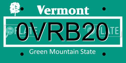 0VRB20 Vermont License Plate