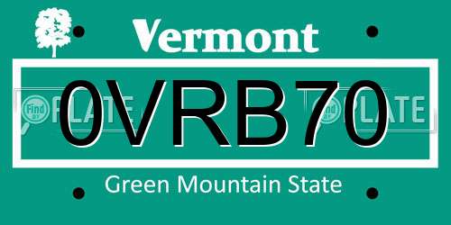 0VRB70 Vermont License Plate