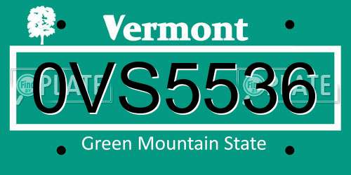 0VS5536 Vermont License Plate