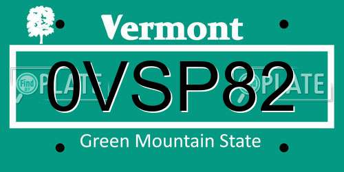 0VSP82 Vermont License Plate