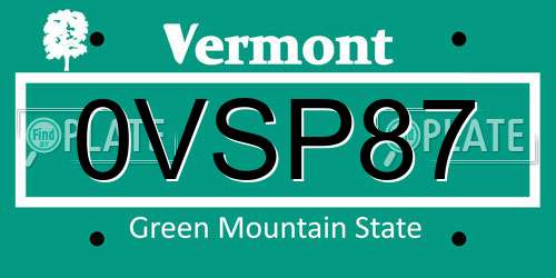 0VSP87 Vermont License Plate