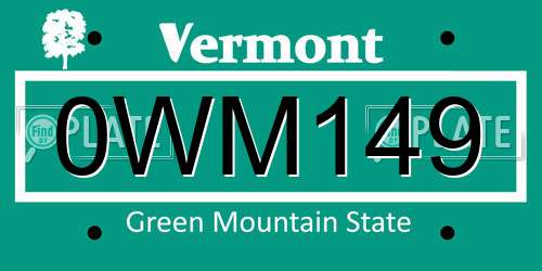 0WM149 Vermont License Plate