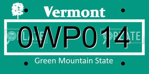 0WP014 Vermont License Plate