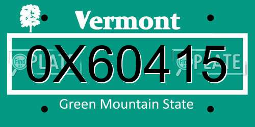 0X60415 Vermont License Plate