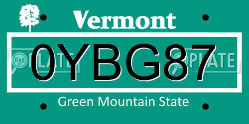 0YBG87 Vermont License Plate