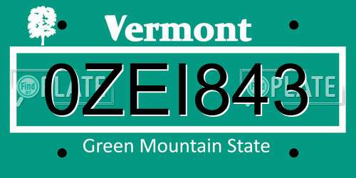 0ZEI843 Vermont License Plate