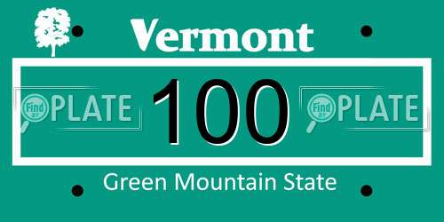 100 Vermont License Plate