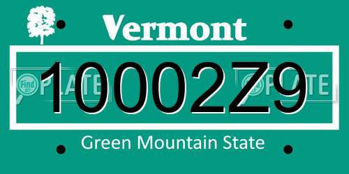 10002Z9 Vermont License Plate