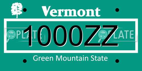1000ZZ Vermont License Plate