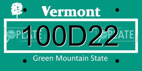 100D22 Vermont License Plate
