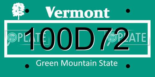 100D72 Vermont License Plate