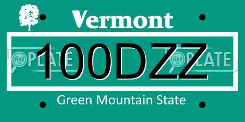 100DZZ Vermont License Plate