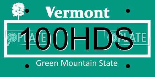 100HDS Vermont License Plate