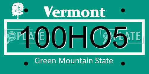 100HO5 Vermont License Plate