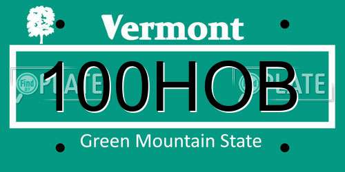 100HOB Vermont License Plate