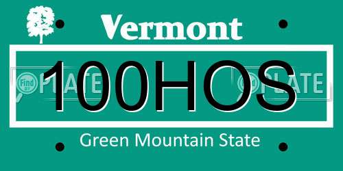 100HOS Vermont License Plate