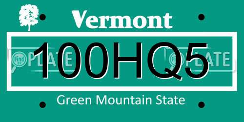 100HQ5 Vermont License Plate