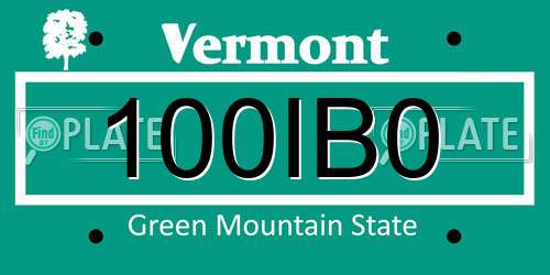 100IB0 Vermont License Plate