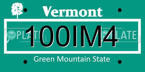 100IM4 Vermont License Plate