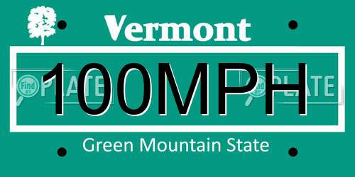 100MPH Vermont License Plate