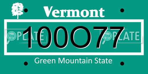 100O77 Vermont License Plate