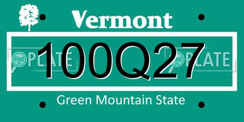 100Q27 Vermont License Plate