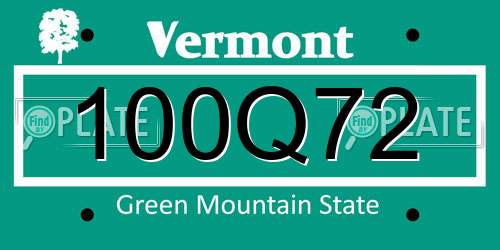 100Q72 Vermont License Plate