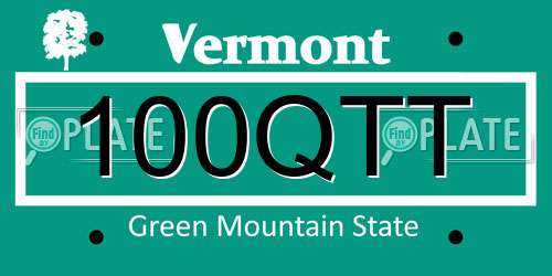 100QTT Vermont License Plate
