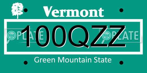 100QZZ Vermont License Plate