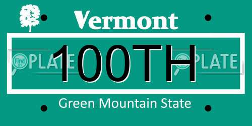 100TH Vermont License Plate