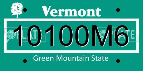 10100M6 Vermont License Plate