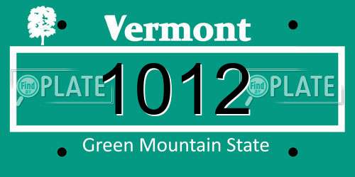 1012 Vermont License Plate