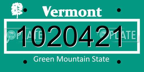 1020421 Vermont License Plate