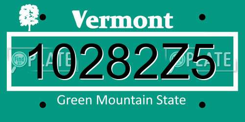 10282Z5 Vermont License Plate