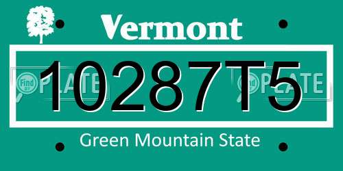 10287T5 Vermont License Plate