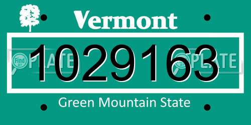 1029163 Vermont License Plate