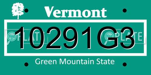 10291G3 Vermont License Plate