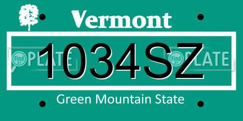 1034SZ Vermont License Plate
