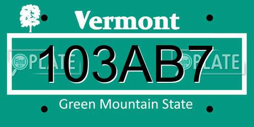 103AB7 Vermont License Plate