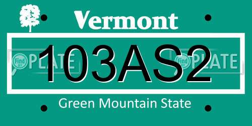 103AS2 Vermont License Plate