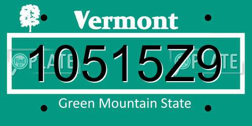 10515Z9 Vermont License Plate
