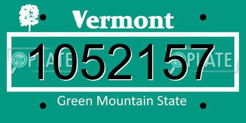 1052157 Vermont License Plate