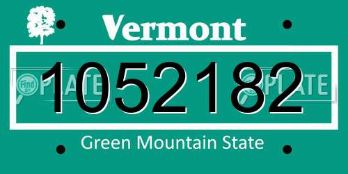 1052182 Vermont License Plate