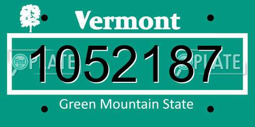 1052187 Vermont License Plate