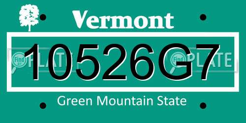 10526G7 Vermont License Plate