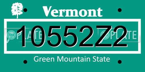 10552Z2 Vermont License Plate