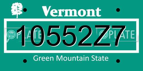 10552Z7 Vermont License Plate