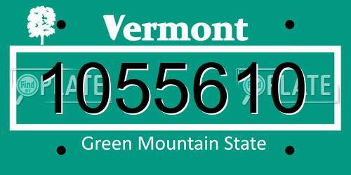 1055610 Vermont License Plate